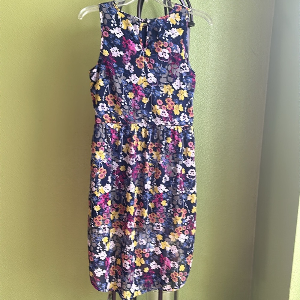 💖H&M dark blue floral sleeveless hi/low dress - Picture 2 of 4